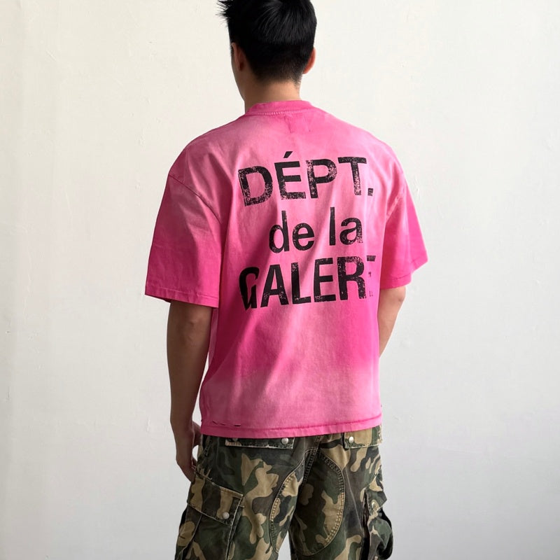 Unisex Vintage T Shirts GALLERY DEPT. 26SS "South Beach Exclusive" Street-Style T-Shirt: Multi-zone garment spray-distressing, hand-distressed hem, enzyme-washed finish, and vintage-style double-needle stitching.