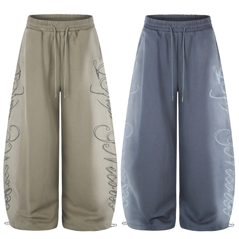 American-style streetwear harem pants Side Cursive Script Relaxed Balloon Trousers
