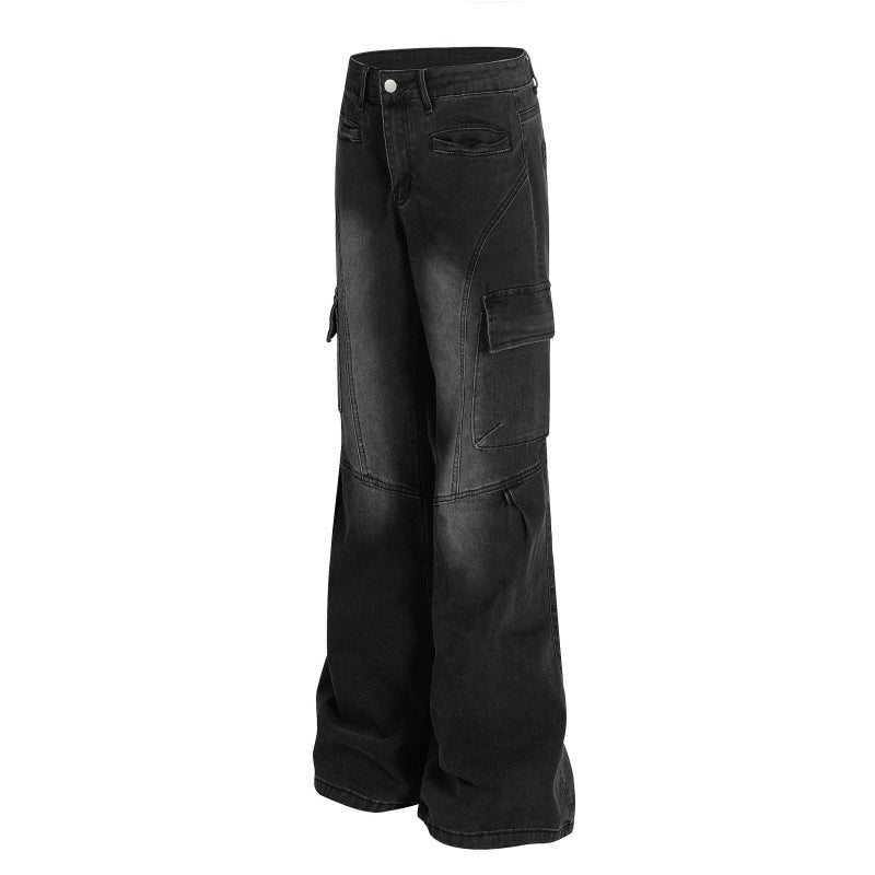 American-style streetwear harem pants Knee Seam Detail Bootcut Trousers