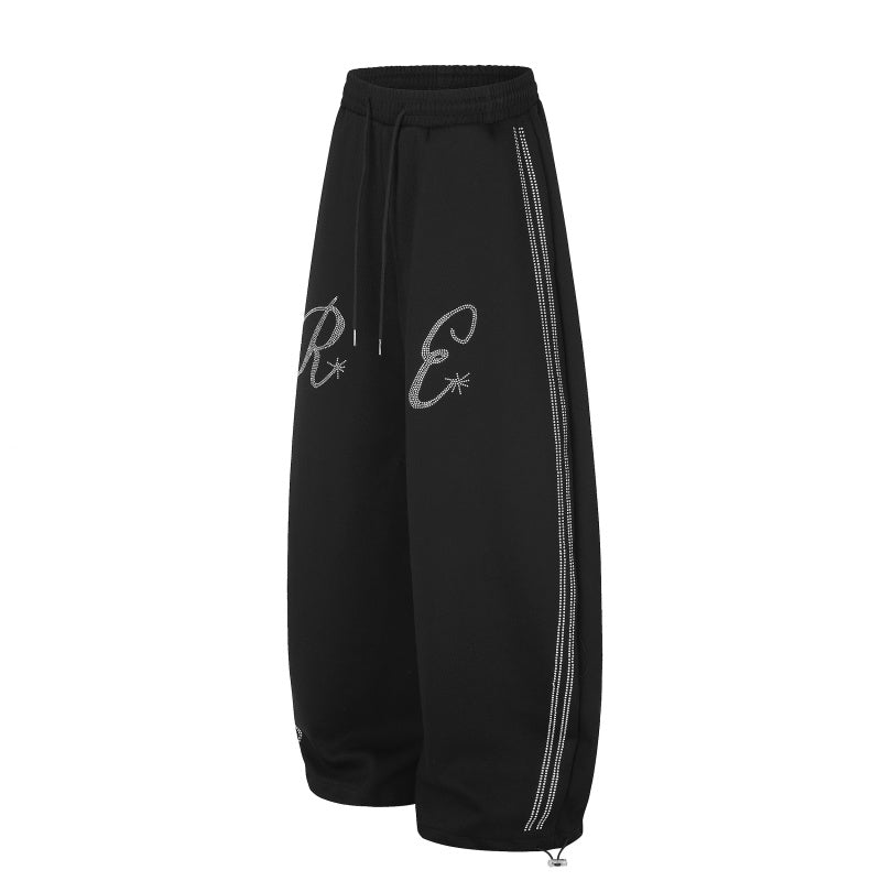 American-style streetwear harem pants Curved Script Print Loose Street Sweatpants