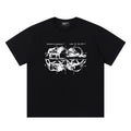 ERD T Shirts Black Base Quad Grid Animal Sketch Vintage Text Front Graphic