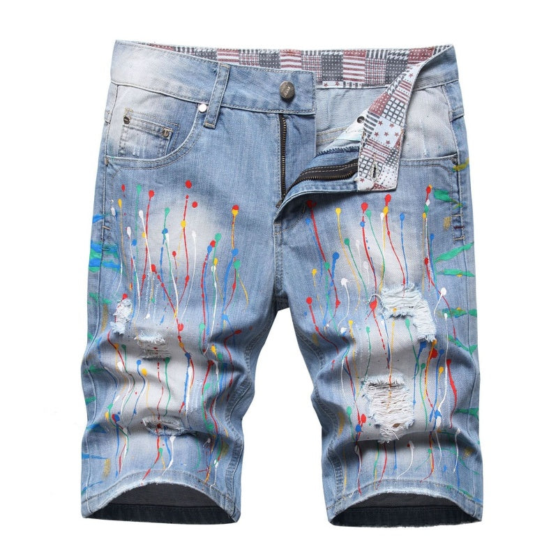 Denim shorts High-quality trendy casual pure cotton Non-stretch plus-size men's clothing