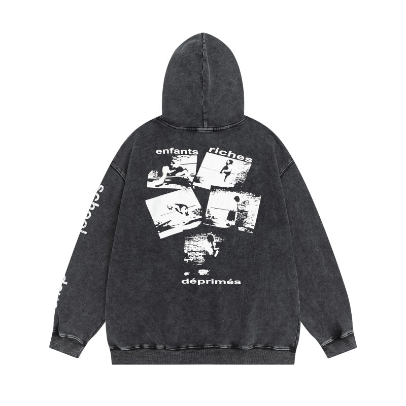 ERD Hoodie Vintage Acid Wash Outerwear Front Letter Motif Back Multi Snapshot Layout