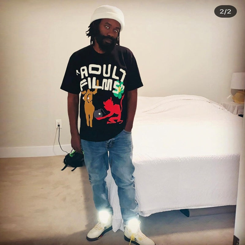 Mens T-shirt Vintage American-style Streetwear-style "Kanye" puff print