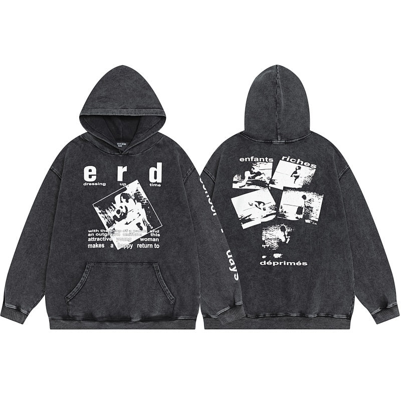 ERD Hoodie Vintage Acid Wash Outerwear Front Letter Motif Back Multi Snapshot Layout