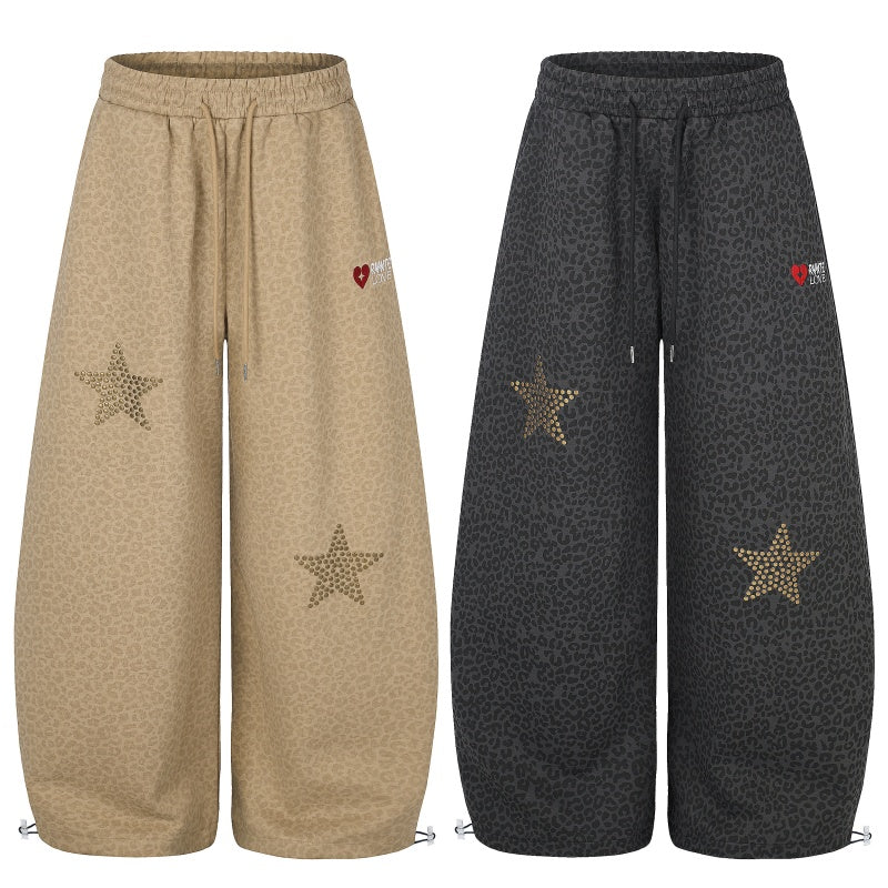 American-style streetwear harem pants Vintage Leopard Star Graphic Joggers