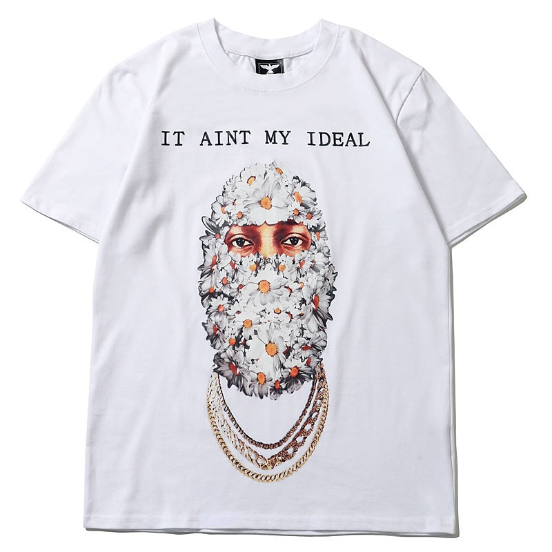 Mens T-shirt Vintage American-style Trendy brand *Stranger Things* chrysanthemum portrait print