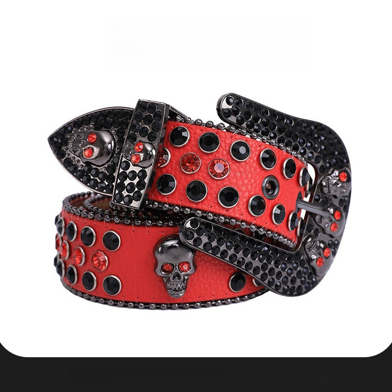 Hip-hop punk rhinestone belt kids skull accessories