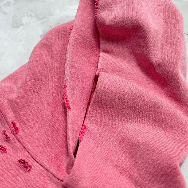 Unisex Vintage Hoodie "Three Jesus" Limited Edition Washed & Distressed Hoodie — featuring multi-area hand-distressing, custom fabric matched to the original in texture and color, and a heavyweight enzyme-washed finish for a faded, vintage look.