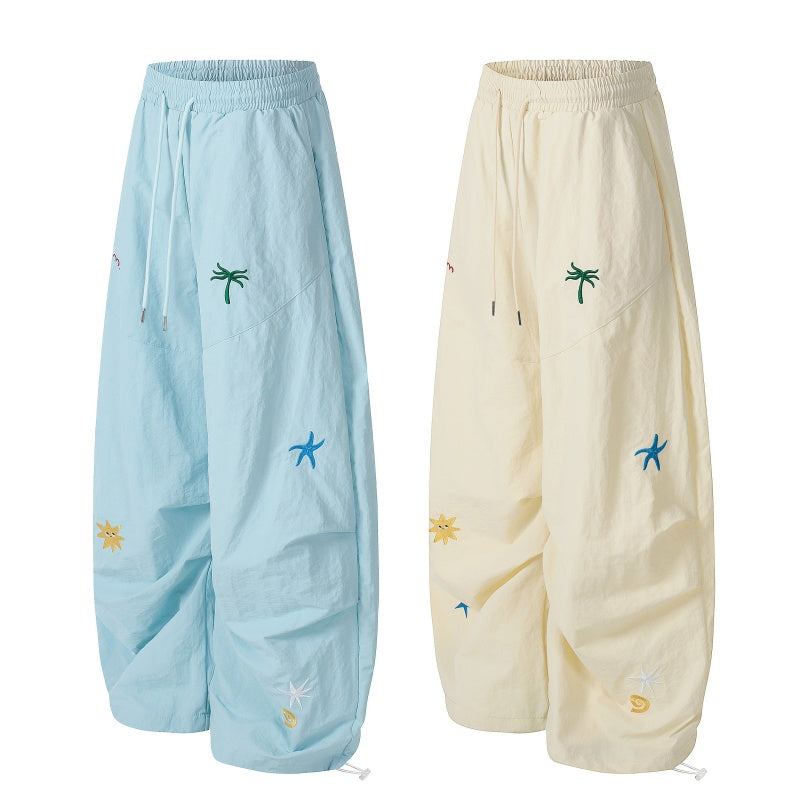 American-style streetwear harem pants Lightweight Adjustable Hem Holiday Wide Leg
