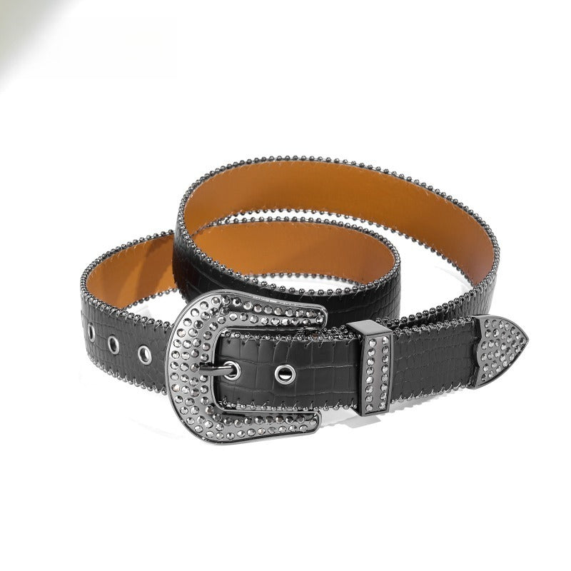 Hip-hop punk rhinestone belt punk style