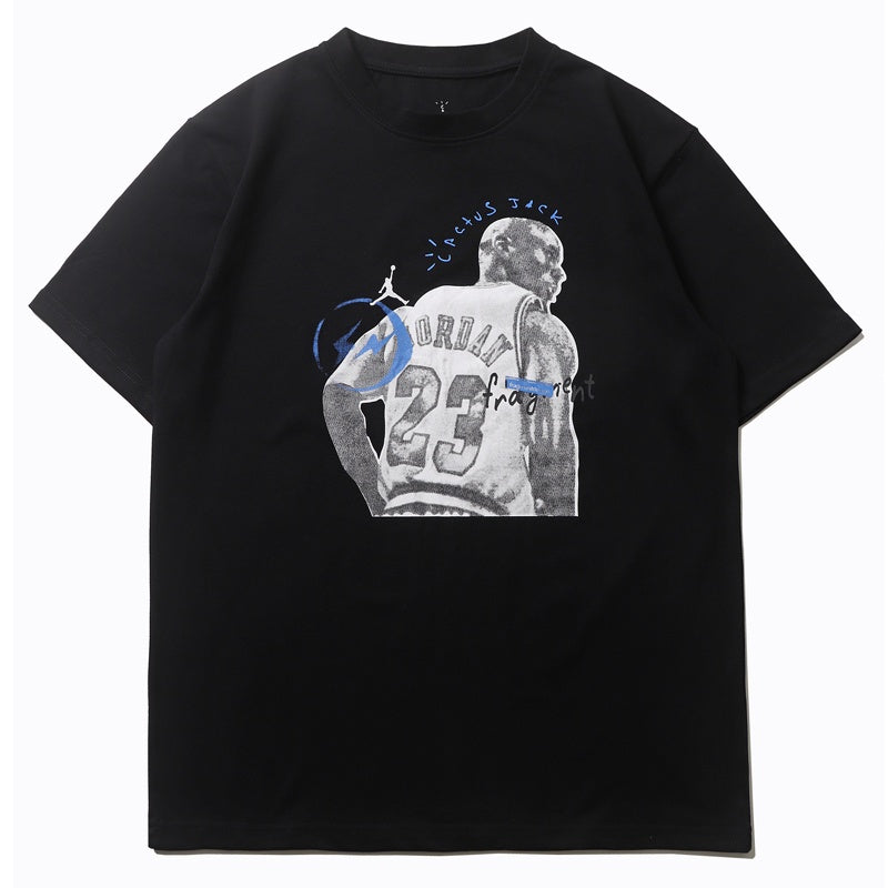Mens T-shirt Vintage Cactus Jack x Air Jordan x Hiroshi Fujiwara "Little Fragment" Collaboration