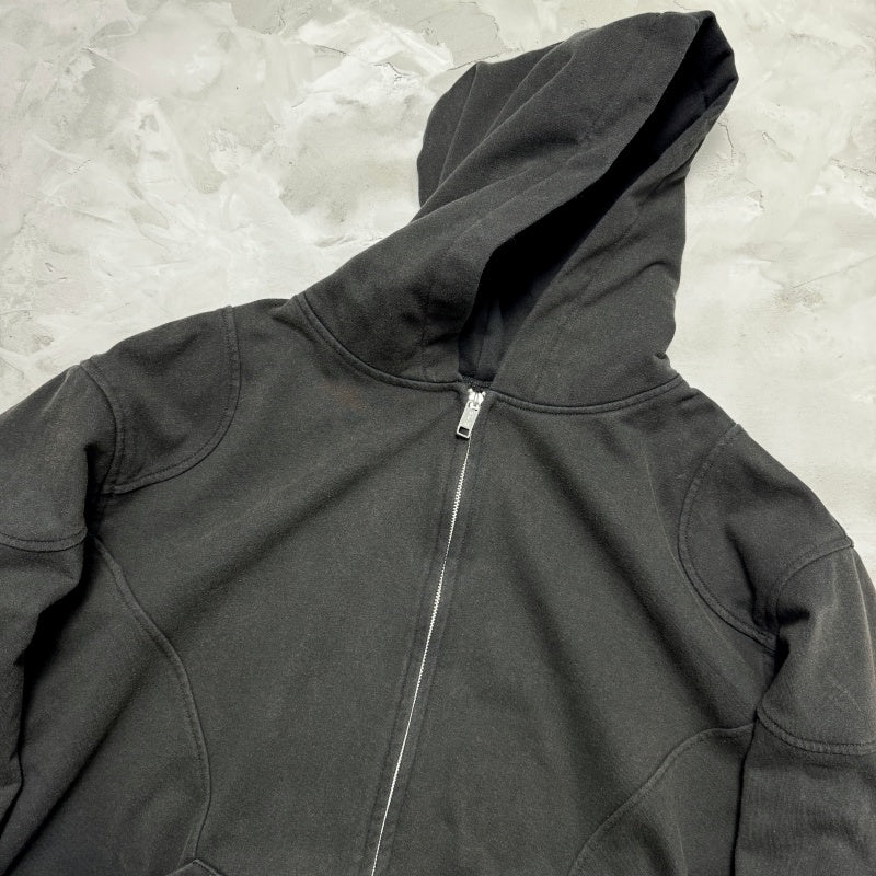Unisex Vintage Hoodie ENFANTS RICHES DEPRIMES SS25: Oversized, relaxed-fit layered outerwear featuring a metallic, "dirty-style" spray-wash and distressed finish.