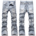 Mens Fashion Jeans Cross-line wide-leg pants 5718# Pure cotton high quality