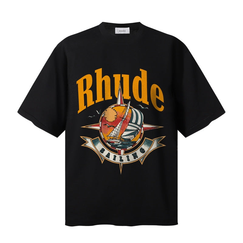 RHUDE T Shirts Old-School Rhude Car Badge Art