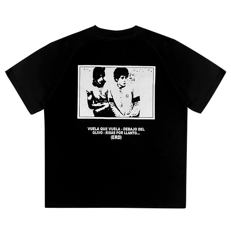 ERD T Shirts Block Text & Monochrome Figure Snapshot Aesthetic Top