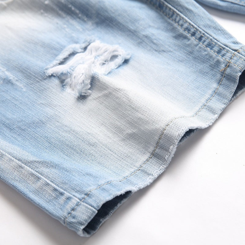 Denim shorts High-quality trendy casual pure cotton Non-stretch plus-size men's clothing