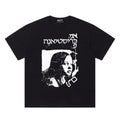ERD T Shirts High Contrast Mono Figure & Back Letter Street Casual Tee