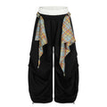 American-style streetwear harem pants Contrast Plaid Bow Streetwear Slacks