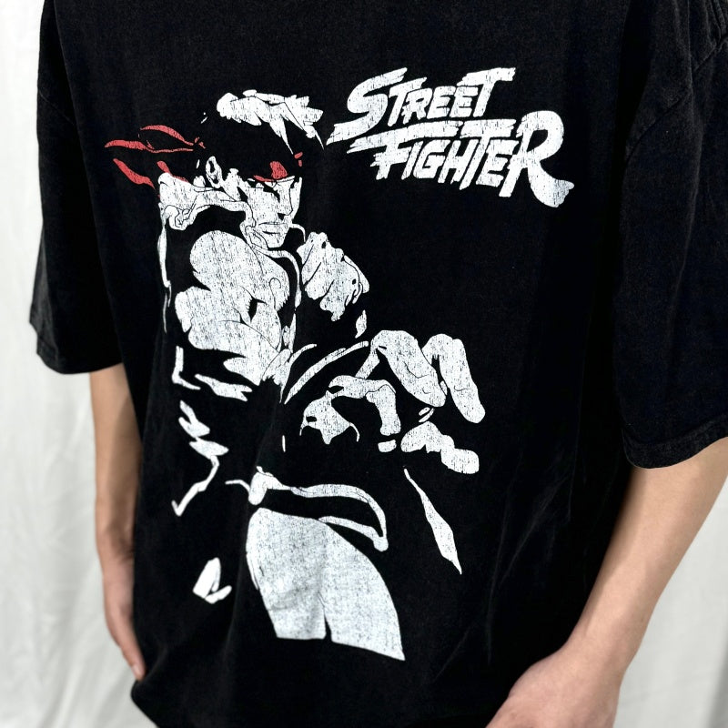 Unisex Vintage T Shirts Street Fighter "Wind, Forest, Fire, Mountain" Limited Edition – High-Street Style Featuring Premium Distressed Wash Craftsmanship