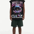 BIG FACE Drop-Shoulder Tank Top High-street vintage style featuring a small neckline, white-ink digital direct-to-garment (DTG) printing, and a heavy-duty, distressed wash finish; crafted from 260g double-yarn plain-knit fabric.