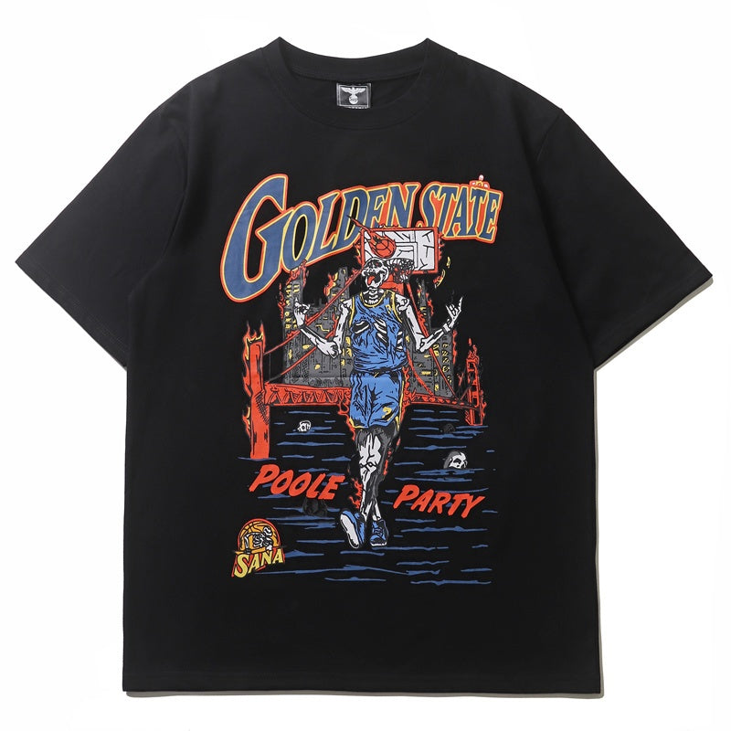 Mens T-shirt Basketball-themed Warriors "Skull Man" print