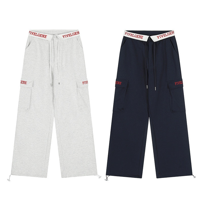 American-style streetwear harem pants Heather Gray Navy Dual Color Utility Sweatpants