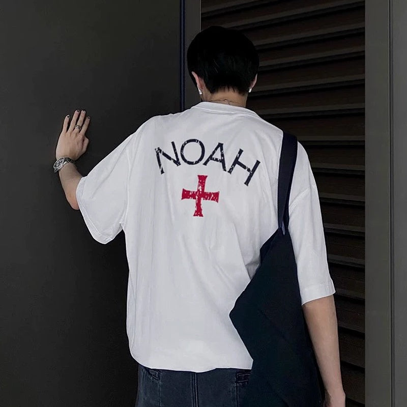 Mens T-shirt Vintage American-style Simple cross print
