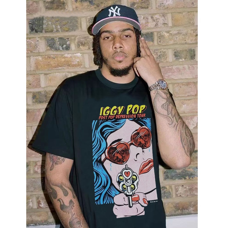 Mens T-shirt Iggy Pop-style distinctive graphic print