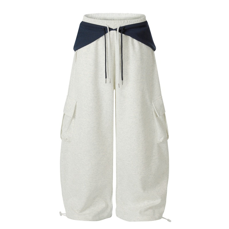 American-style streetwear harem pants Contrast Wrap Waist Letter Graphic Cargo Curved Bottoms