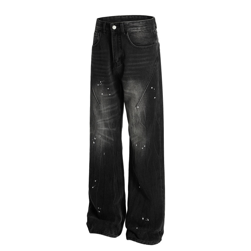 American-style streetwear harem pants Curved Seam Panel Faded Trousers