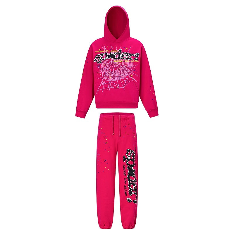 Spiderweb hoodie & sweatpants 2 piece set High-quality pure cotton for autumn and winter