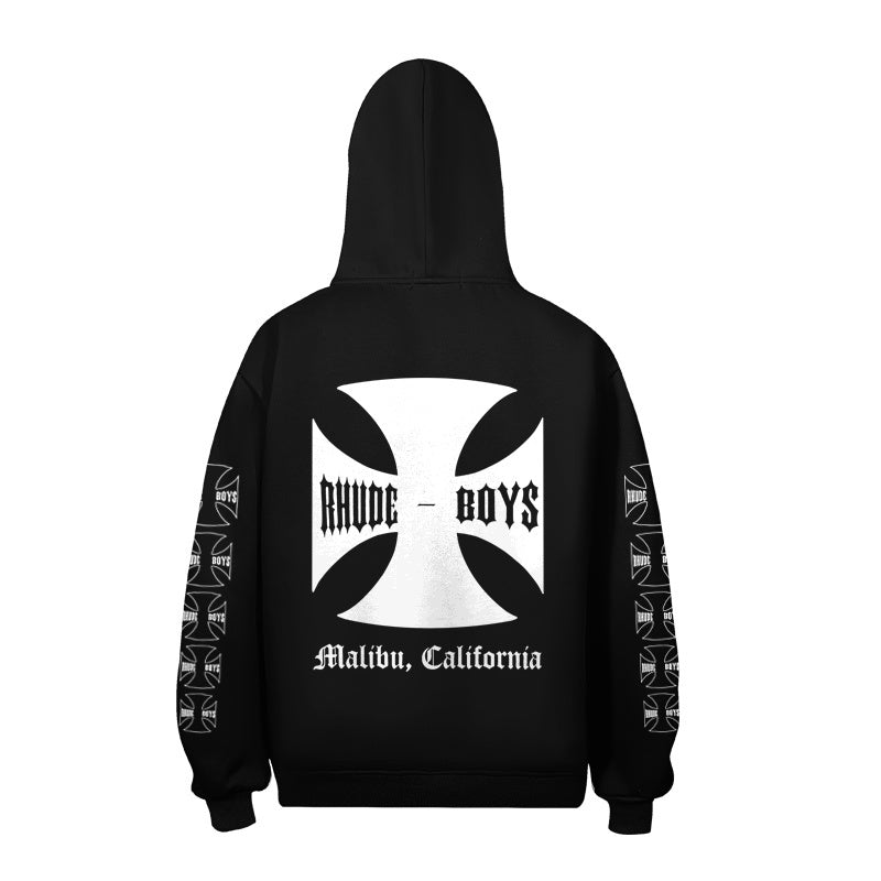 RHUDE Hoodie Old English Cross Sleeve Repeat Motif