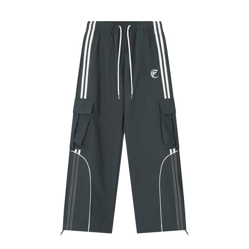American-style streetwear harem pants Color Block Sporty Utility Cargo Trousers