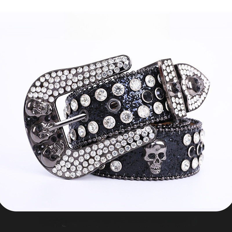 Hip-hop punk rhinestone belt kids skull accessories