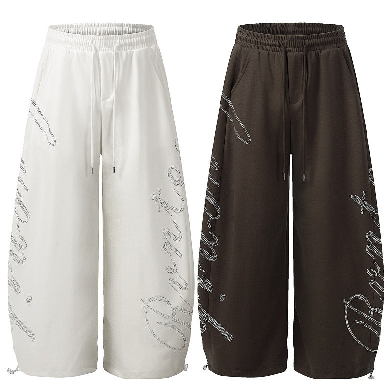 American-style streetwear harem pants Elastic Drawstring Loose Voluminous Silhouette