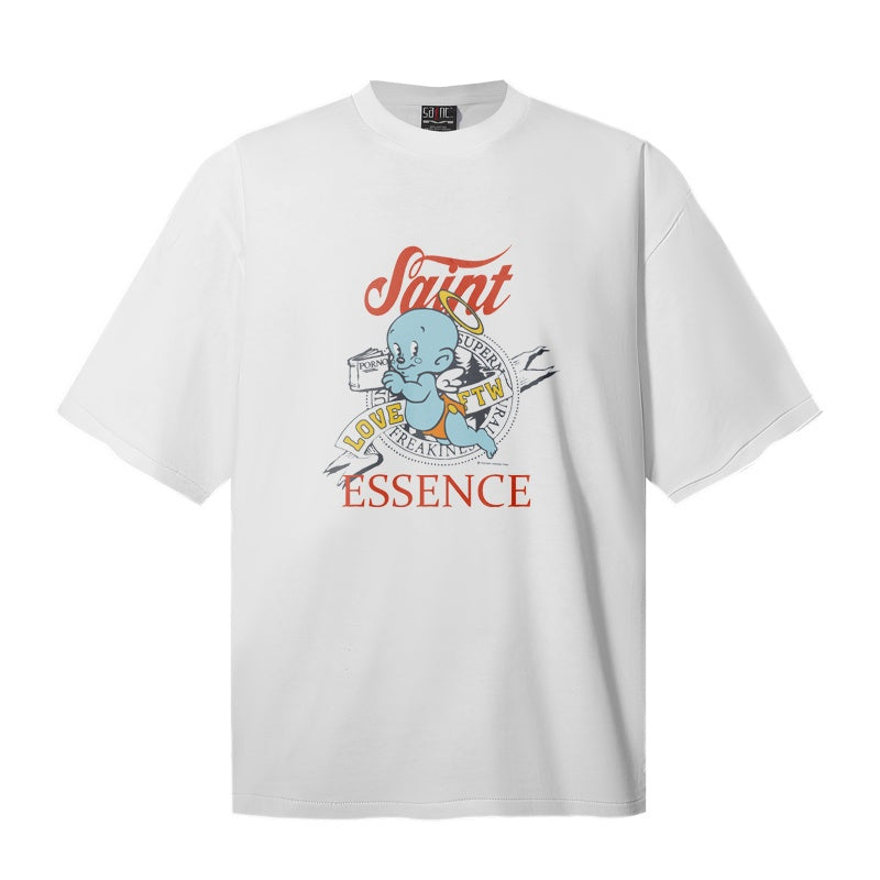 Saint Michael T Shirts Halo Cherub Cartoon Character Central Front Print Design