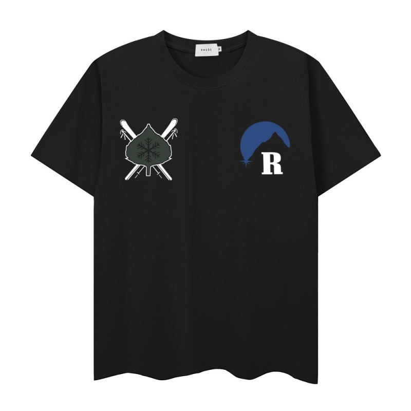 RHUDE T Shirts Vintage Mountain Brand Motif