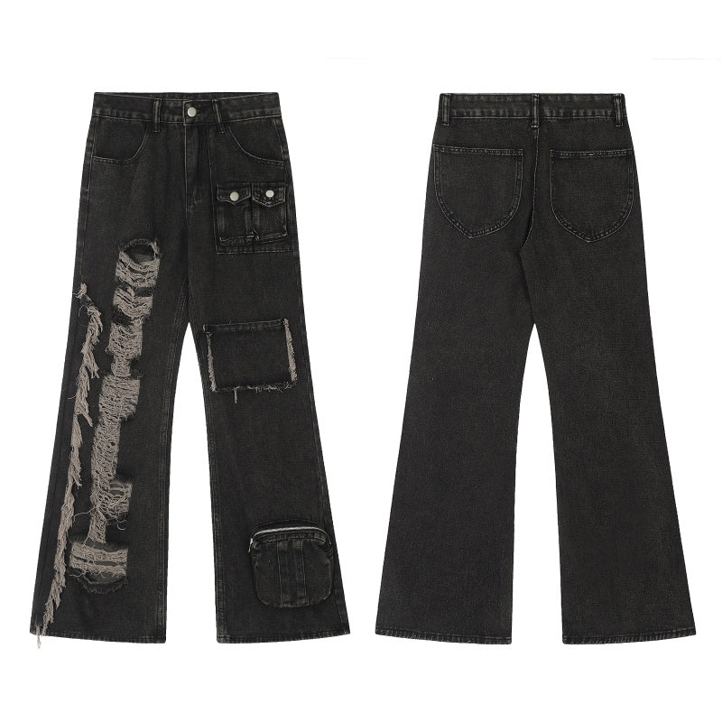 American-style streetwear harem pants Y2K Grunge Cargo Pocket Flared Jeans