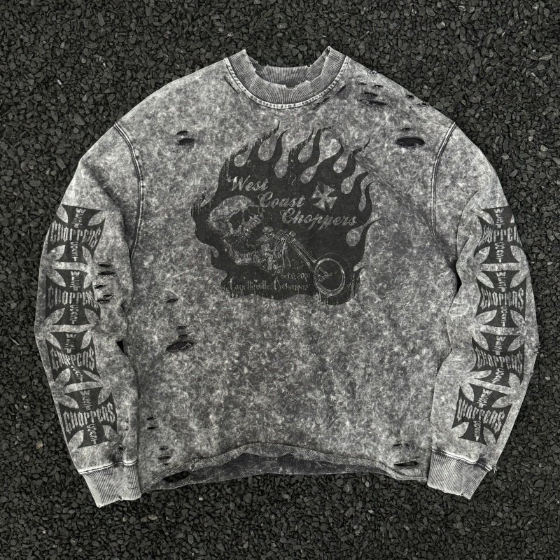 Unisex Vintage  sweatshirt West Coast CSFGANG Limited Edition Crewneck Sweatshirt – Heavyweight fabric with a washed, distressed finish and multiple hand-cut, distressed details.