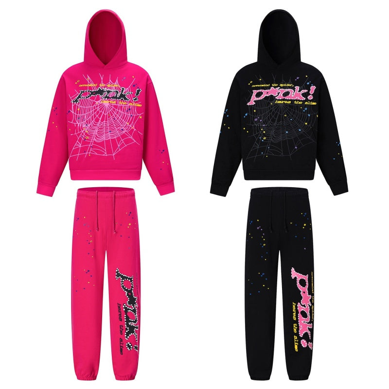 Spiderweb hoodie & sweatpants 2 piece set High-quality pure cotton for autumn and winter