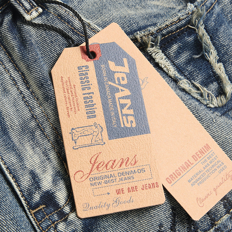 Mens Fashion Jeans Patchwork wide-leg pants 5713# Pure cotton high quality