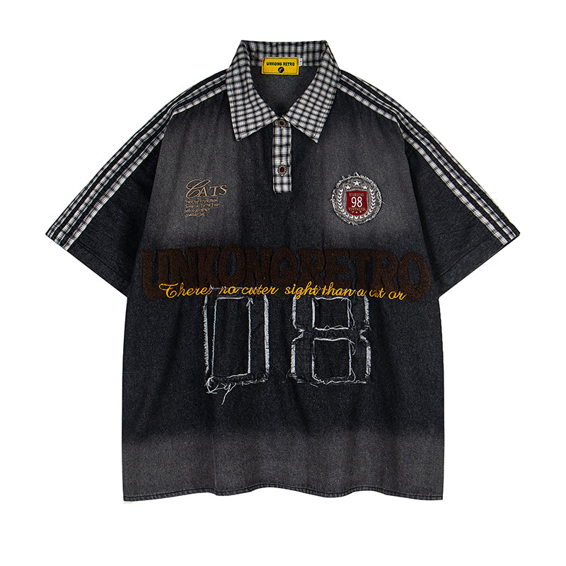 Unisex vintage T-shirt Polo shirt with a stand-up collar