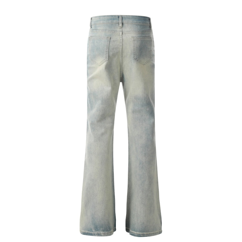 American-style streetwear harem pants Distressed Washed Butterfly Decor Wide Bootcut Trousers