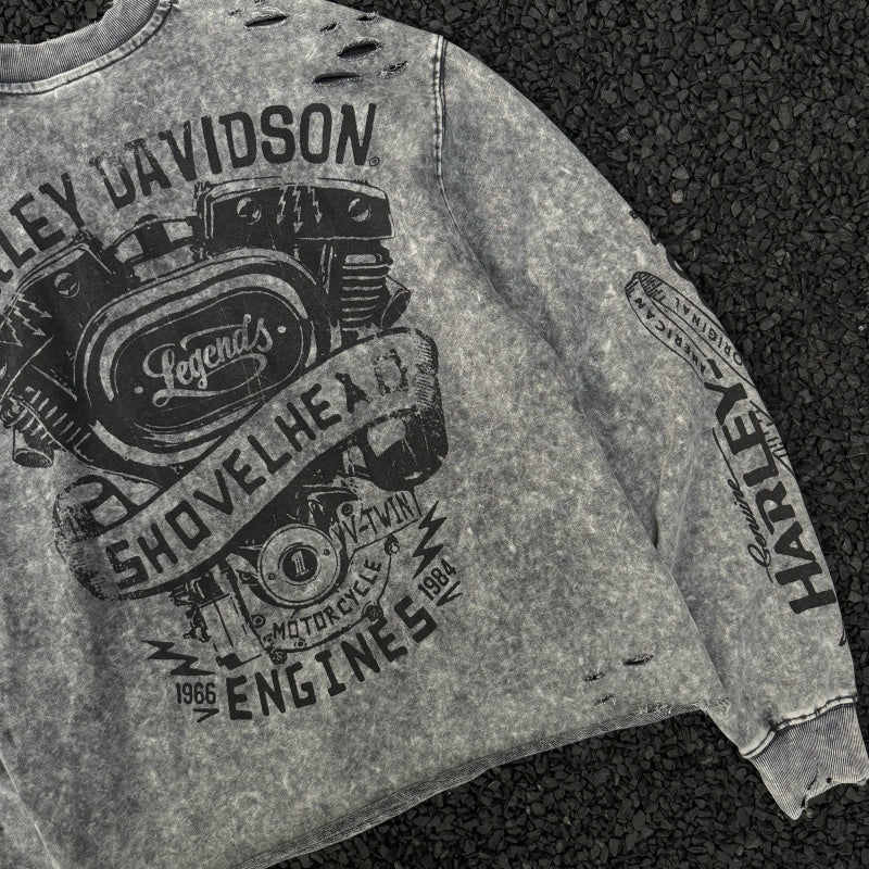 Unisex Vintage sweatshirt Harley Choppers Legendary Motorcycle – Limited Edition Crewneck Sweatshirt (Heavyweight, Washed & Distressed Finish)