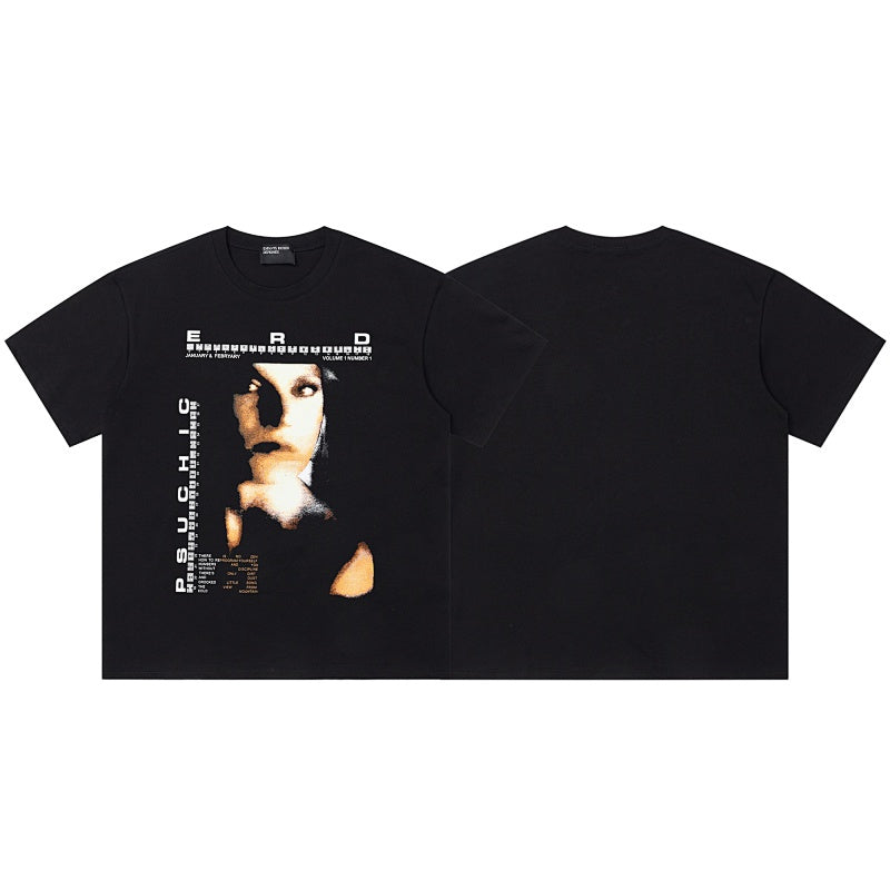 ERD T Shirts Dark Tone Offset Figure Distressed Letter Street Tee