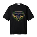 RHUDE T Shirts Varsity‑Style Metallic Monogram Emblem Print