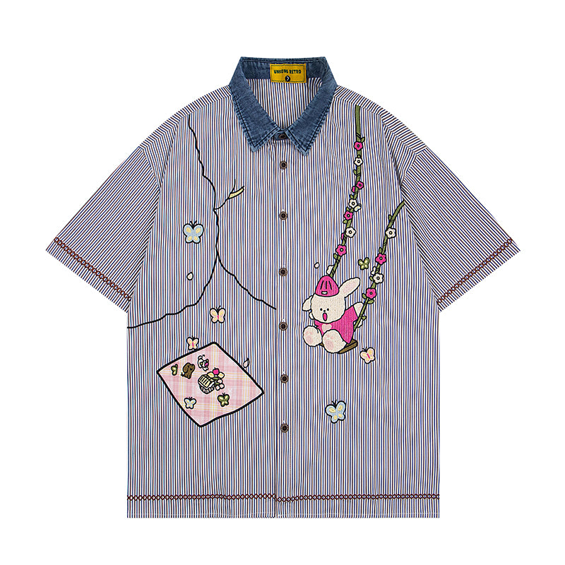Unisex vintage T-shirt Polo shirt with a stand-up collar