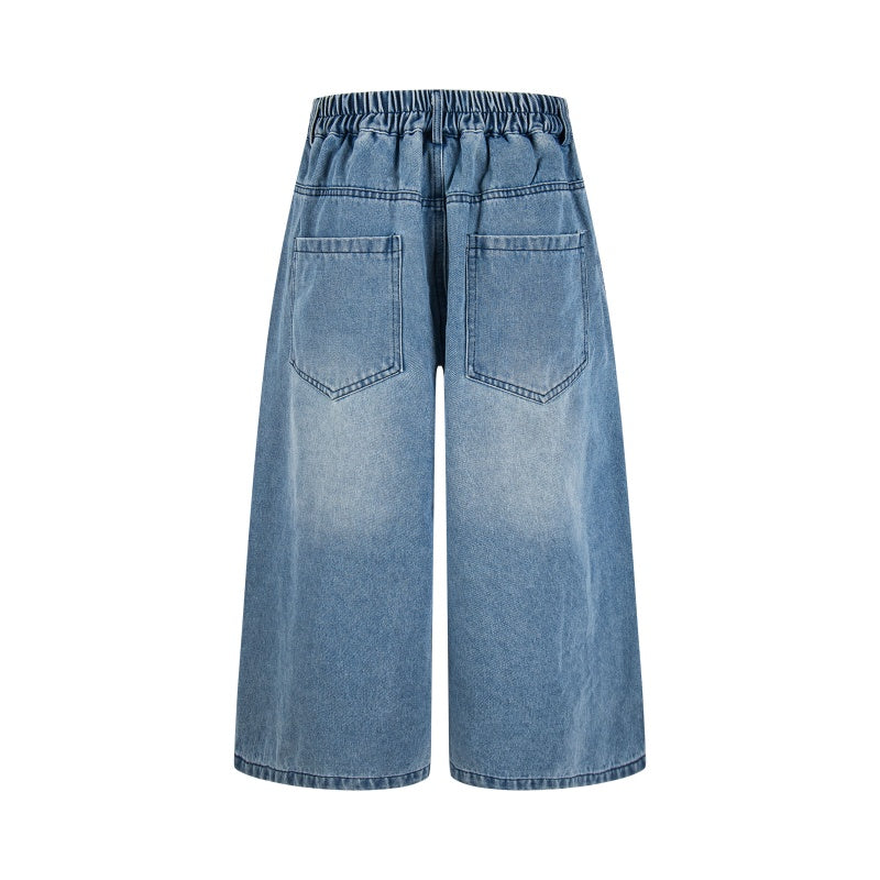 Street-style vintage Cropped trousers Retro Casual Harajuku Style Straight-Leg Denim Trousers with Cute Sketch Character Prints