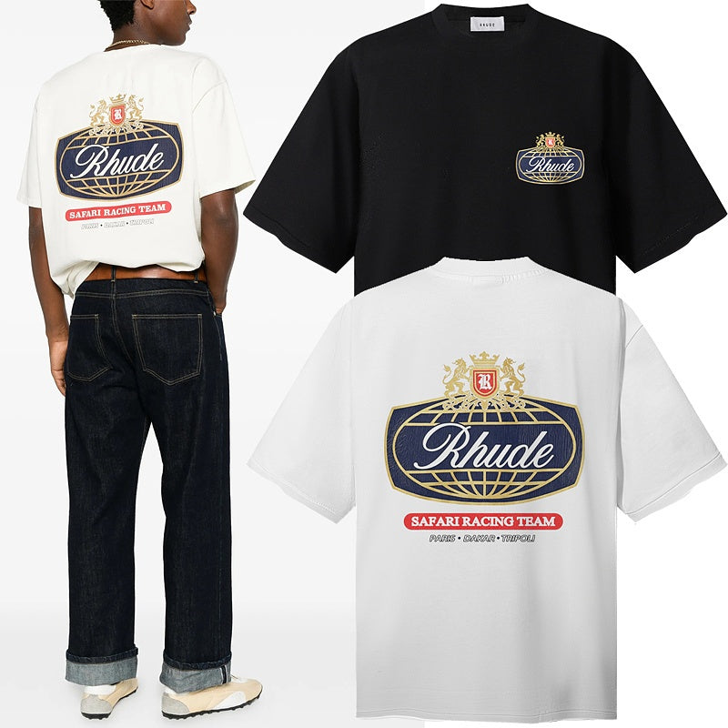 RHUDE T Shirts Royal Crown Globe Emblem
